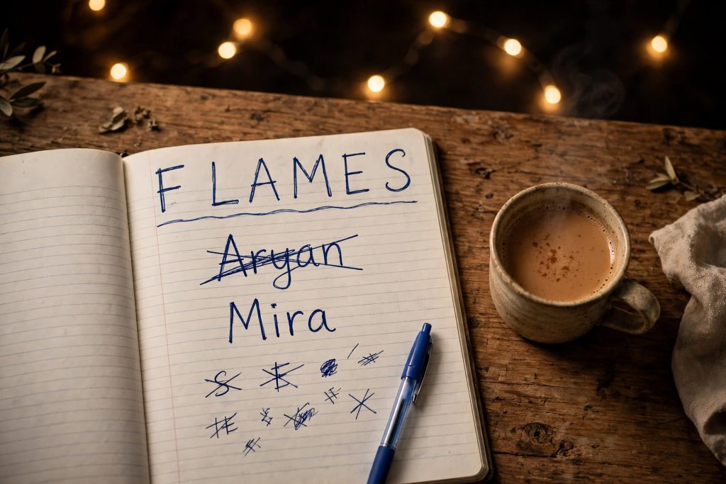 How to play the FLAMES game on paper with two names and a pen